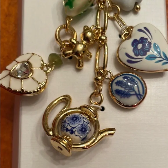 Piper K Gold and Blue Bag Charm & Key Chain - Picture 4 of 6